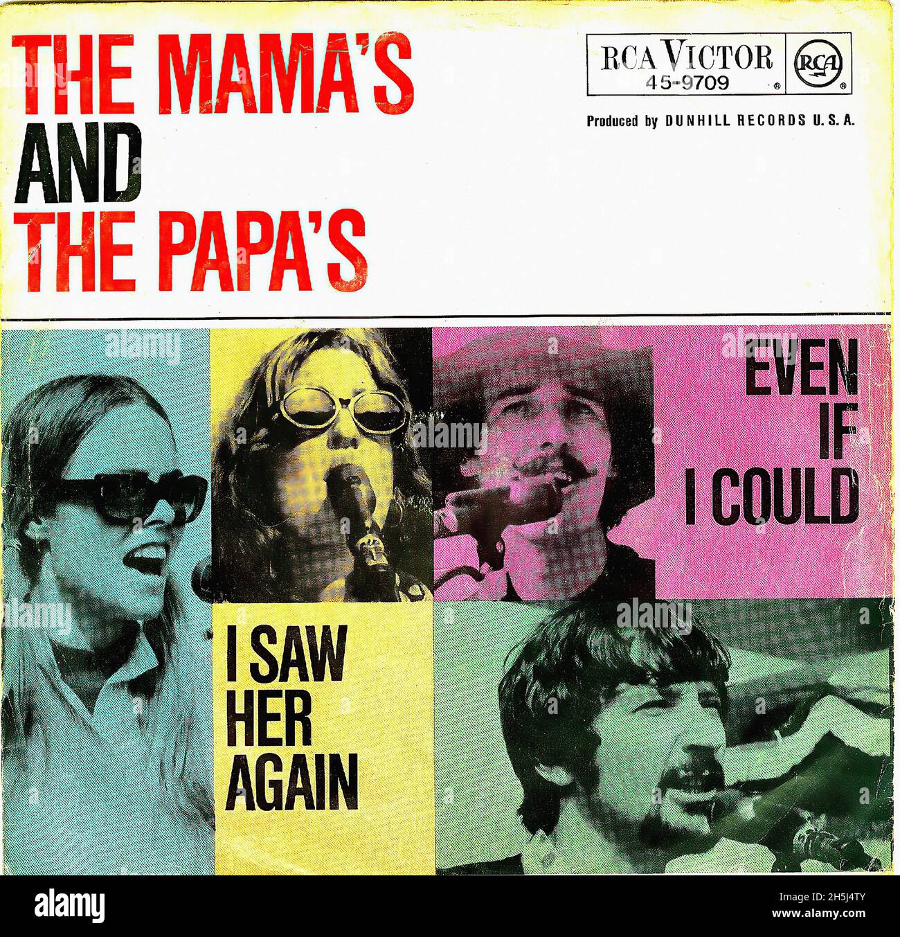 Vintage single record cover - Mamas, The & The Papas - I Saw Her Again - D  - 1966 01 Stock Photo - Alamy